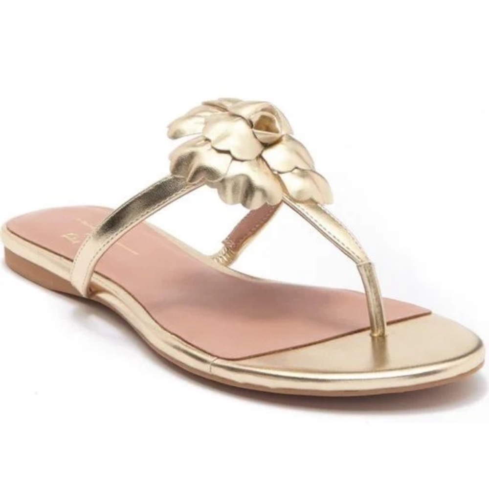 New lines Paolo Laurel Flower Sandal gold leather size 7.5 and 8 thong shoe